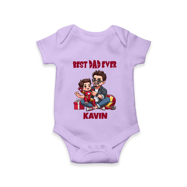 Custom Baby Romper – Daddy & Me Heart Print  Onesie - LILAC - New Born (Chest 14")