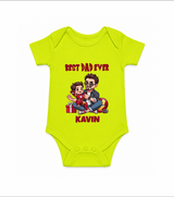 Custom Baby Romper – Daddy & Me Heart Print  Onesie - LIME GREEN - New Born (Chest 14")