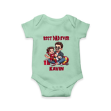Custom Baby Romper – Daddy & Me Heart Print  Onesie - MINT GREEN - New Born (Chest 14")