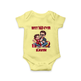Custom Baby Romper – Daddy & Me Heart Print  Onesie - PASTEL YELLOW - New Born (Chest 14")