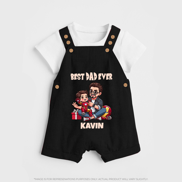 Custom Baby dungaree  Daddy & Me Heart Print   - BLACK - 0 - 5 Months Old (Chest 18")
