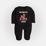 Custom Baby Full Body Suit  Daddy & Me Heart Print   - BLACK - New Born (Chest 7.5")