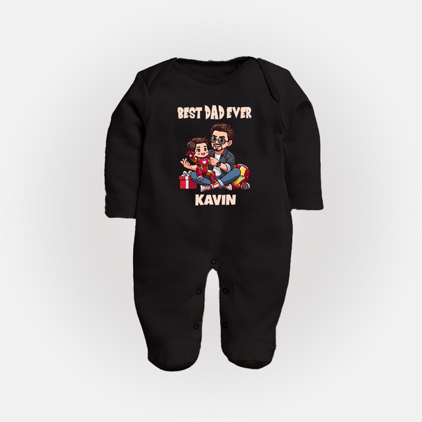 Custom Baby Full Body Suit  Daddy & Me Heart Print   - BLACK - New Born (Chest 7.5")
