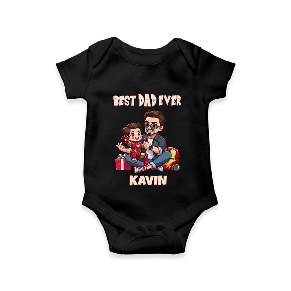 Custom Baby Romper – Daddy & Me Heart Print  Onesie - BLACK - New Born (Chest 14")