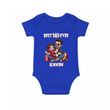 Custom Baby Romper – Daddy & Me Heart Print  Onesie - COBALT BLUE - New Born (Chest 14")