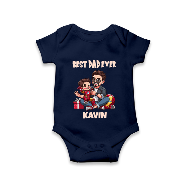 Custom Baby Romper – Daddy & Me Heart Print  Onesie - NAVY BLUE - New Born (Chest 14")