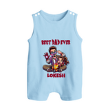 Dad You Are My Hero Print  Custom Baby Button Romper - BABY BLUE - New Born (Chest 18")