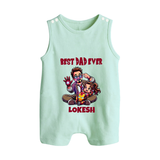 Dad You Are My Hero Print  Custom Baby Button Romper - MINT GREEN - New Born (Chest 18")