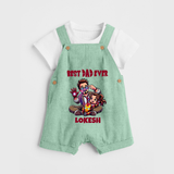 Dad You Are My Hero Print  Custom Baby dungaree - MINT GREEN - 0 - 5 Months Old (Chest 18")