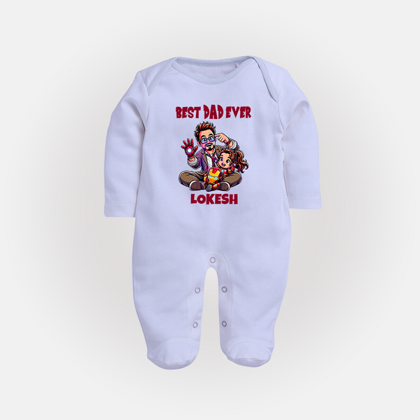 Dad You Are My Hero Print  Custom Baby Full Body Suit - BABY BLUE - New Born (Chest 7.5")