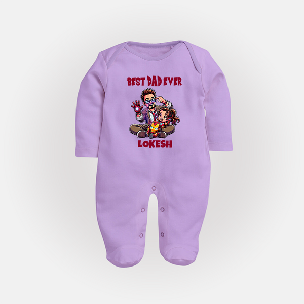 Dad You Are My Hero Print  Custom Baby Full Body Suit - LILAC - New Born (Chest 7.5")