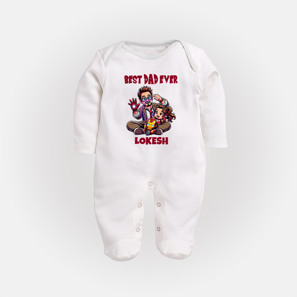 Dad You Are My Hero Print  Custom Baby Full Body Suit - WHITE - New Born (Chest 7.5")