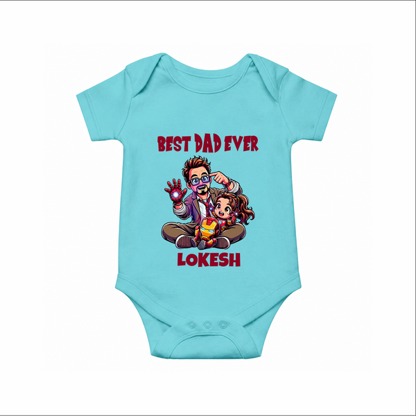 Dad You Are My Hero Print  Onesie-Custom Baby Romper - ARCTIC BLUE - New Born (Chest 14")