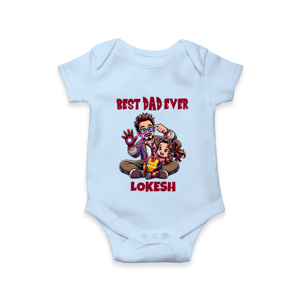 Dad You Are My Hero Print  Onesie-Custom Baby Romper - BABY BLUE - New Born (Chest 14")