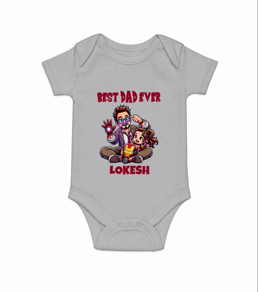 Dad You Are My Hero Print  Onesie-Custom Baby Romper - GREY - New Born (Chest 14")