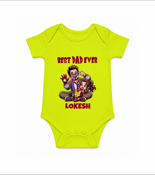 Dad You Are My Hero Print  Onesie-Custom Baby Romper - LIME GREEN - New Born (Chest 14")