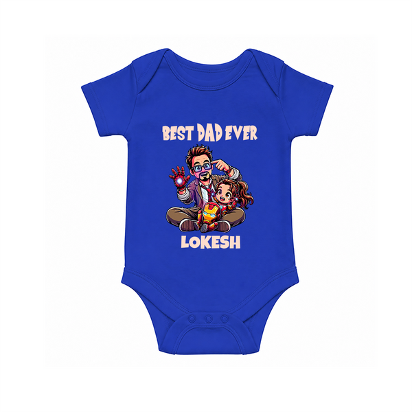 Dad You Are My Hero Print  Onesie-Custom Baby Romper - COBALT BLUE - New Born (Chest 14")