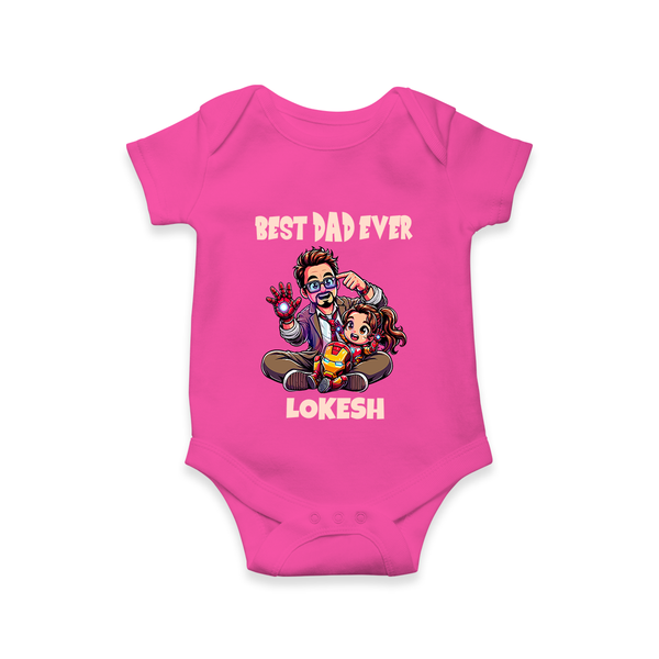 Dad You Are My Hero Print  Onesie-Custom Baby Romper - HOT PINK - New Born (Chest 14")