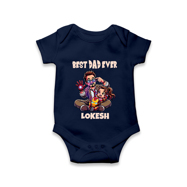 Dad You Are My Hero Print  Onesie-Custom Baby Romper - NAVY BLUE - New Born (Chest 14")