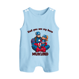 Custom Baby Button Romper Daddy’s Little Princess Print   - BABY BLUE - New Born (Chest 18")