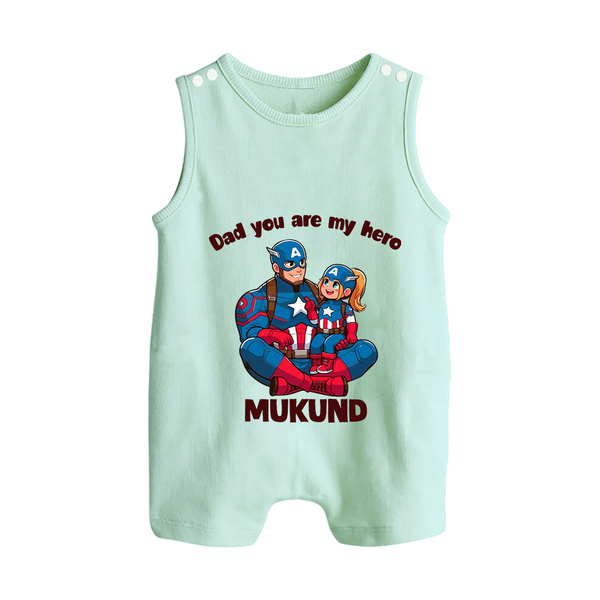 Custom Baby Button Romper Daddy’s Little Princess Print   - MINT GREEN - New Born (Chest 18")
