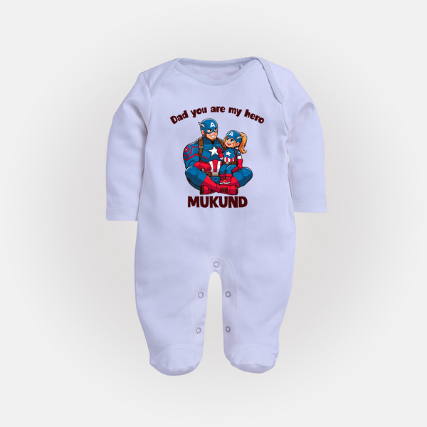 Custom Baby Full Body Suit Daddy’s Little Princess Print   - BABY BLUE - New Born (Chest 7.5")