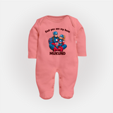 Custom Baby Full Body Suit Daddy’s Little Princess Print   - PEACH - New Born (Chest 7.5")
