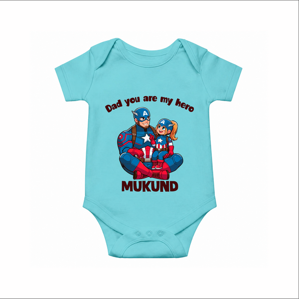 Custom Baby Romper – Daddy’s Little Princess Print  Onesie - ARCTIC BLUE - New Born (Chest 14")