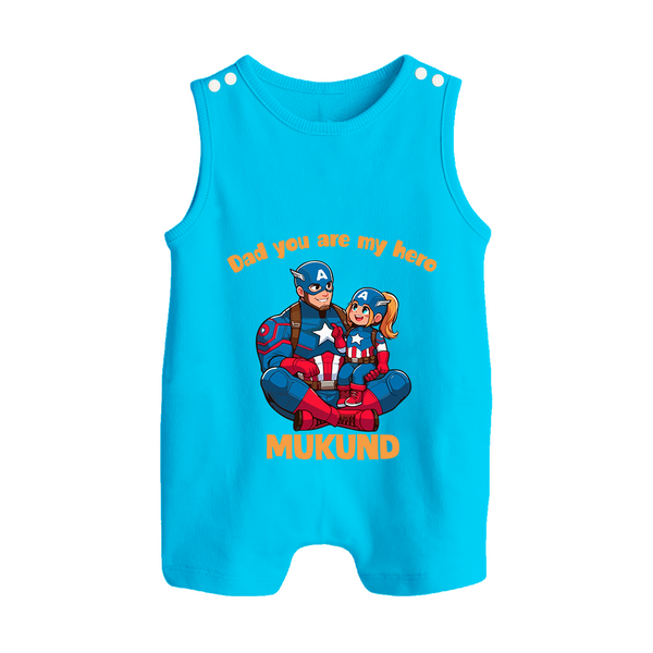 Custom Baby Button Romper Daddy’s Little Princess Print   - SKY BLUE - New Born (Chest 18")