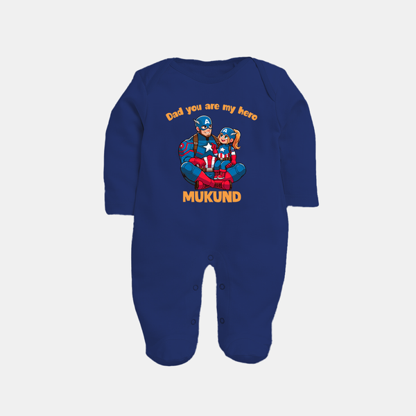 Custom Baby Full Body Suit Daddy’s Little Princess Print   - NAVY BLUE - New Born (Chest 7.5")
