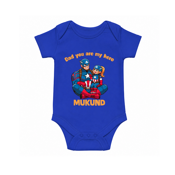 Custom Baby Romper – Daddy’s Little Princess Print  Onesie - COBALT BLUE - New Born (Chest 14")