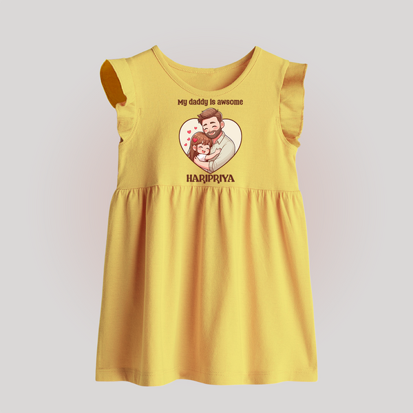 Best Friends For Life Print  Custom Baby Baby Frock  - PASTEL YELLOW - 0 - 3 Months Old (Chest 17")