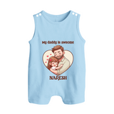 Best Friends For Life Print  Custom Baby Button Romper  - BABY BLUE - New Born (Chest 18")