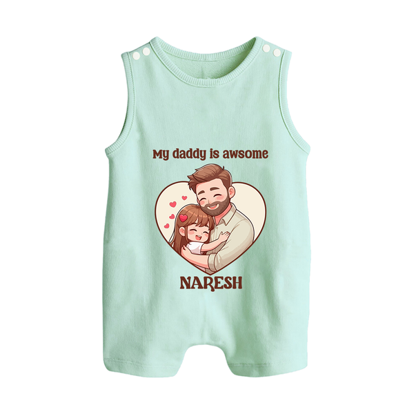 Best Friends For Life Print  Custom Baby Button Romper  - MINT GREEN - New Born (Chest 18")