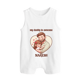 Best Friends For Life Print  Custom Baby Button Romper  - WHITE - New Born (Chest 18")