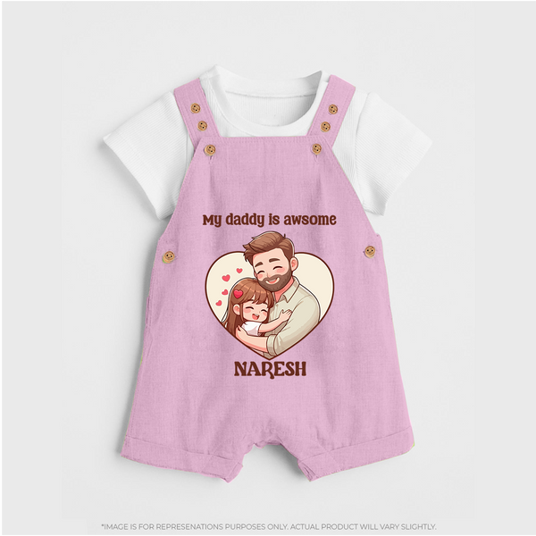 Best Friends For Life Print  Custom Baby dungaree  - BABY PINK - 0 - 5 Months Old (Chest 18")