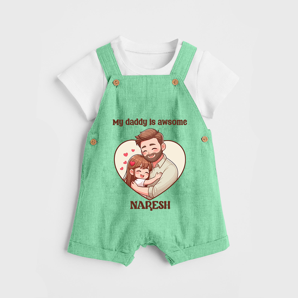 Best Friends For Life Print  Custom Baby dungaree  - GREEN - 0 - 5 Months Old (Chest 18")