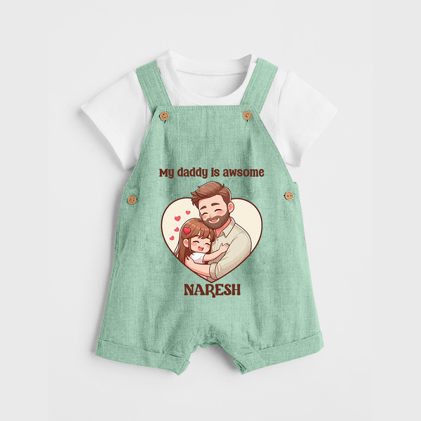 Best Friends For Life Print  Custom Baby dungaree  - MINT GREEN - 0 - 5 Months Old (Chest 18")