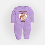 Best Friends For Life Print  Custom Baby Full Body Suit  - LILAC - New Born (Chest 7.5")