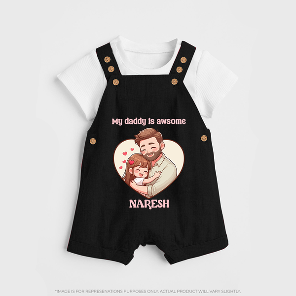 Best Friends For Life Print  Custom Baby dungaree  - BLACK - 0 - 5 Months Old (Chest 18")
