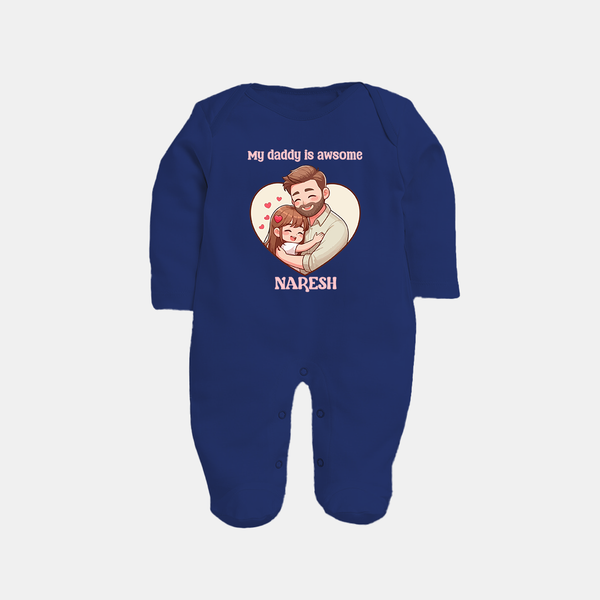 Best Friends For Life Print  Custom Baby Full Body Suit  - NAVY BLUE - New Born (Chest 7.5")