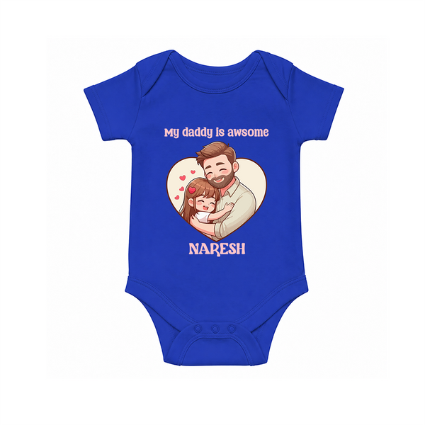Best Friends For Life Print  Onesie-Custom Baby Romper  - COBALT BLUE - New Born (Chest 14")