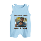 Custom Baby Button Romper My Daddy Is Awesome Print   - BABY BLUE - New Born (Chest 18")