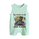 Custom Baby Button Romper My Daddy Is Awesome Print   - MINT GREEN - New Born (Chest 18")