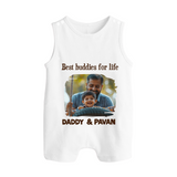 Custom Baby Button Romper My Daddy Is Awesome Print   - WHITE - New Born (Chest 18")