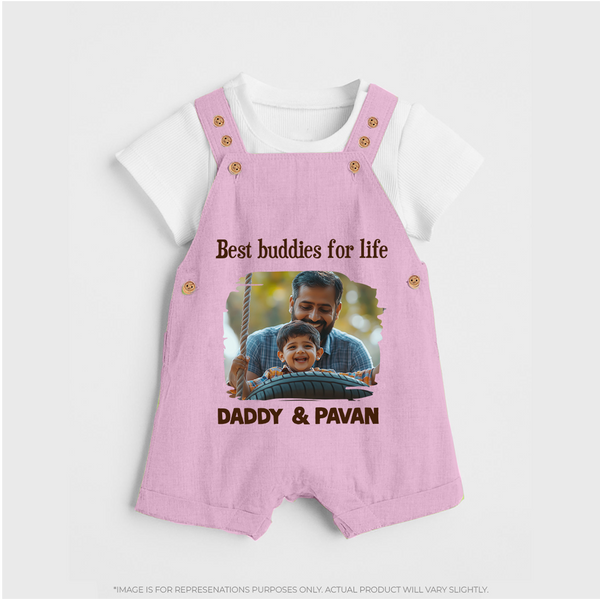 Custom Baby dungaree My Daddy Is Awesome Print   - BABY PINK - 0 - 5 Months Old (Chest 18")