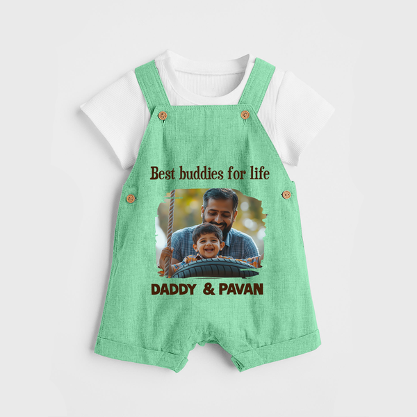 Custom Baby dungaree My Daddy Is Awesome Print   - GREEN - 0 - 5 Months Old (Chest 18")