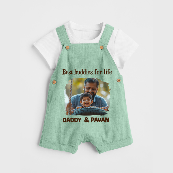 Custom Baby dungaree My Daddy Is Awesome Print   - MINT GREEN - 0 - 5 Months Old (Chest 18")