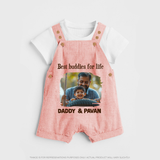 Custom Baby dungaree My Daddy Is Awesome Print   - PEACH - 0 - 5 Months Old (Chest 18")