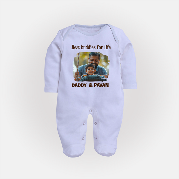 Custom Baby Full Body Suit My Daddy Is Awesome Print   - BABY BLUE - New Born (Chest 7.5")